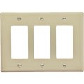 Eaton Wiring Devices Wallplate, 487 in L, 634 in W, 3 Gang, Polycarbonate, Ivory, HighGloss PJ263V